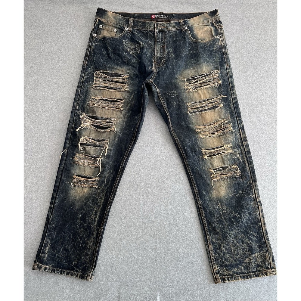 Southpole Jeans Men's 40 X 34 Factory Distressed Y2K Hip Hop‎ Baggy D